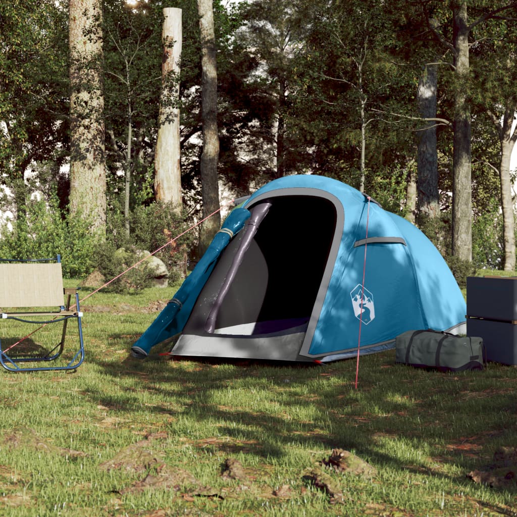 vidaXL Tente de camping tunnel 2 personnes bleu imperméable