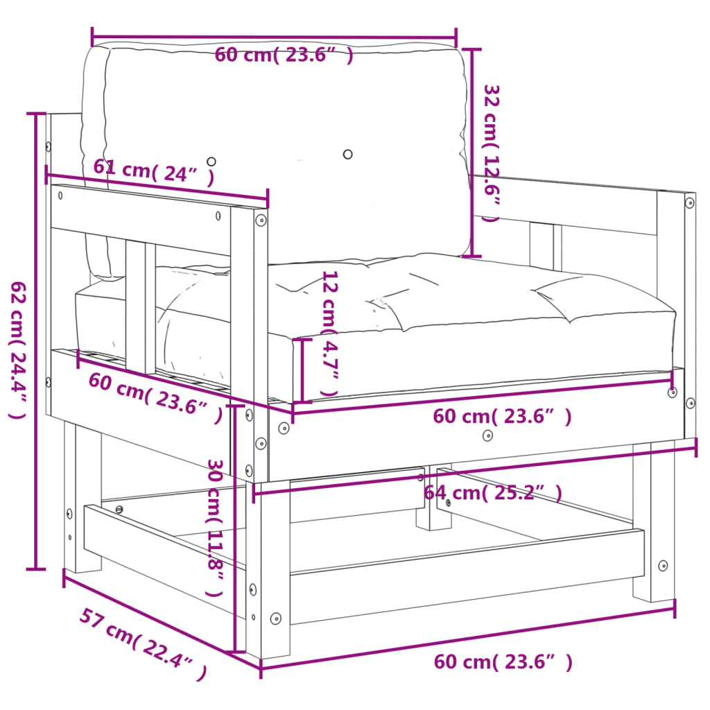 vidaXL Chaises de jardin avec coussins lot de 2 marron miel