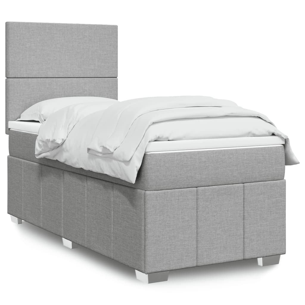 vidaXL Sommier à lattes de lit avec matelas Gris clair 90x200 cm Tissu