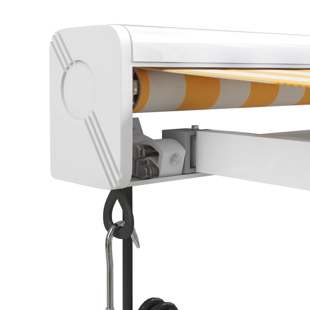 vidaXL Auvent rétractable jaune et blanc 4x3 m tissu et aluminium