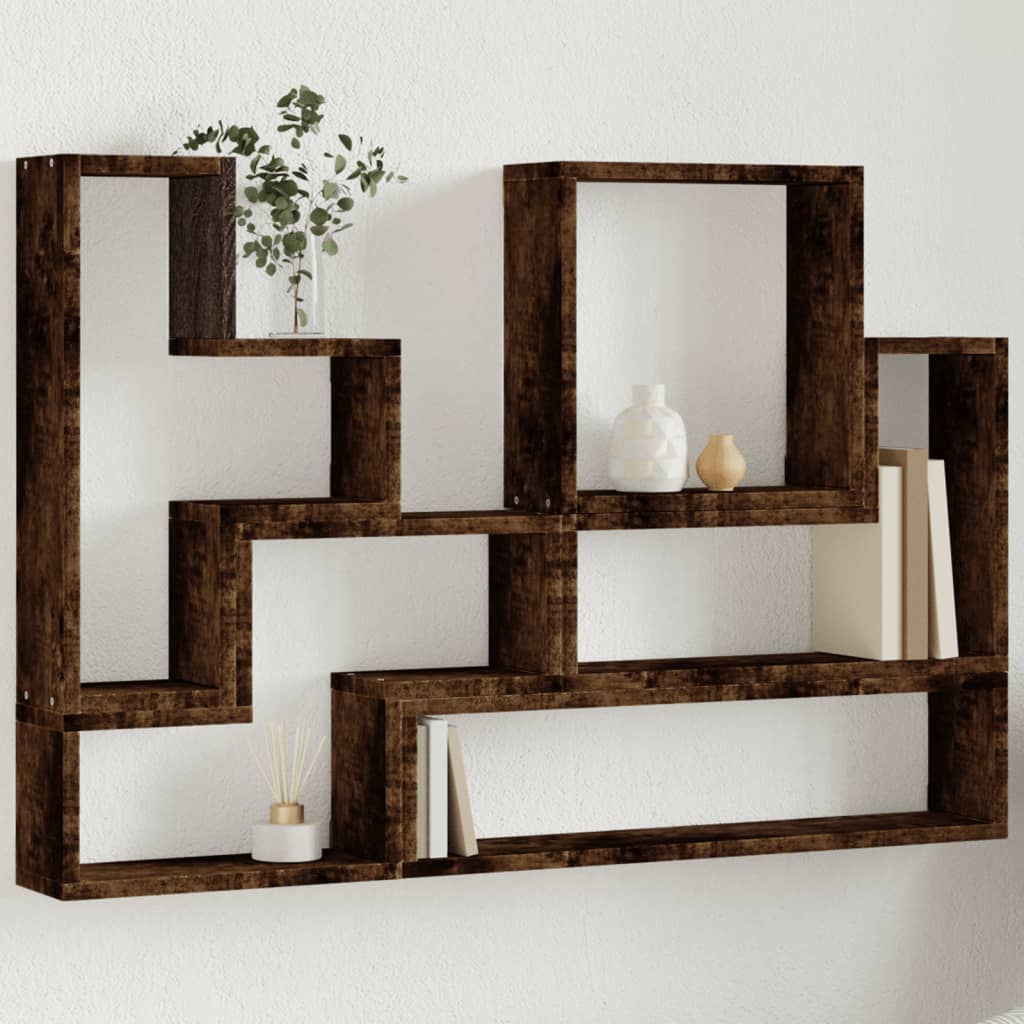 vidaXL Étagère murale chêne fumé 96x12x64 cm bois d'ingénierie