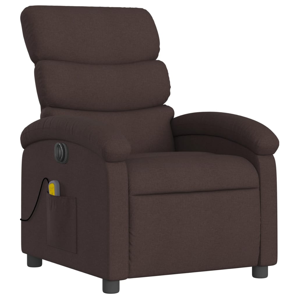 vidaXL Fauteuil de massage inclinable électrique Marron foncé Tissu