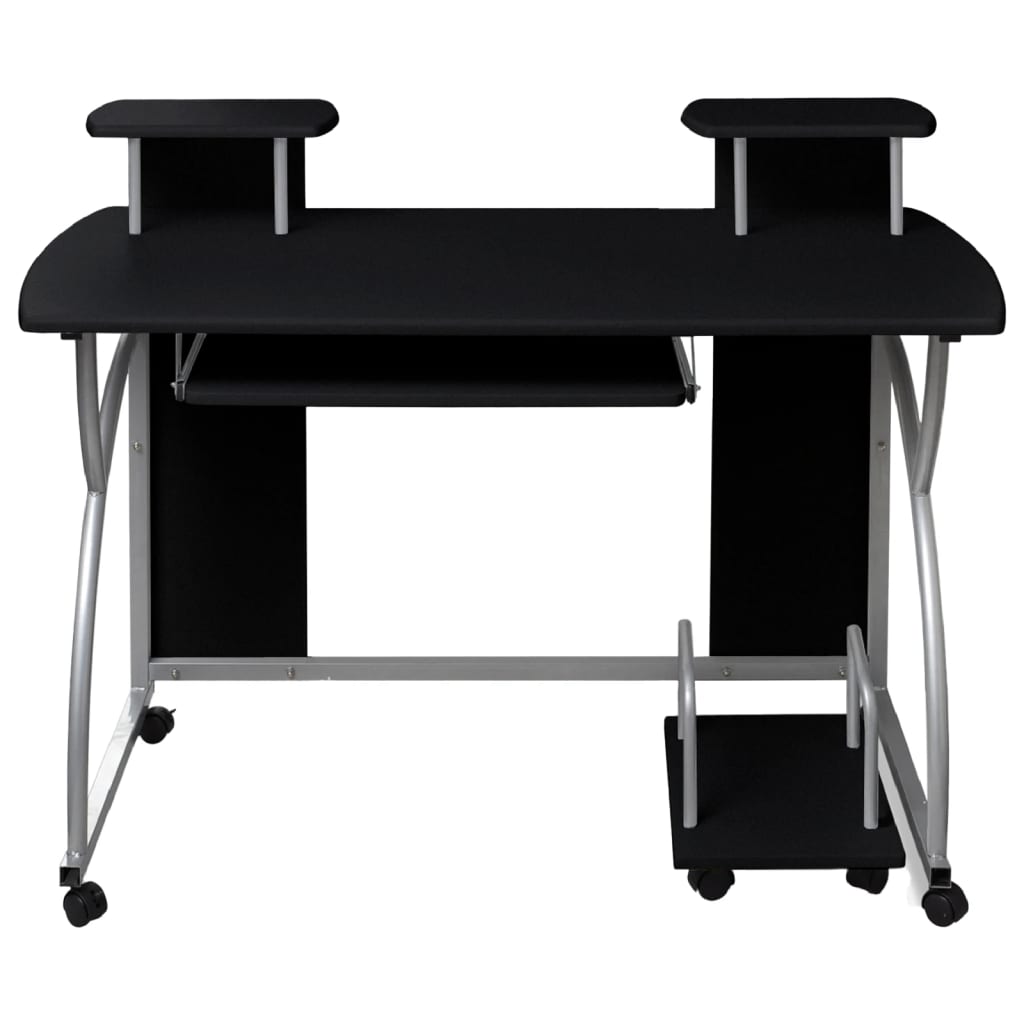 vidaXL Bureau d'ordinateur Noir 110x52x88,5 cm Bois d’ingénierie