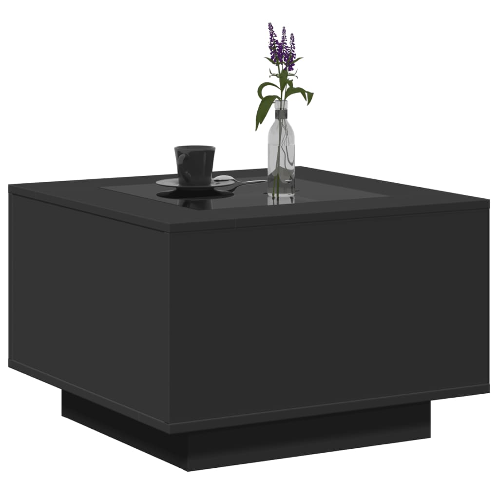 vidaXL Table basse avec LED noir 60x60x40 cm bois d'ingénierie