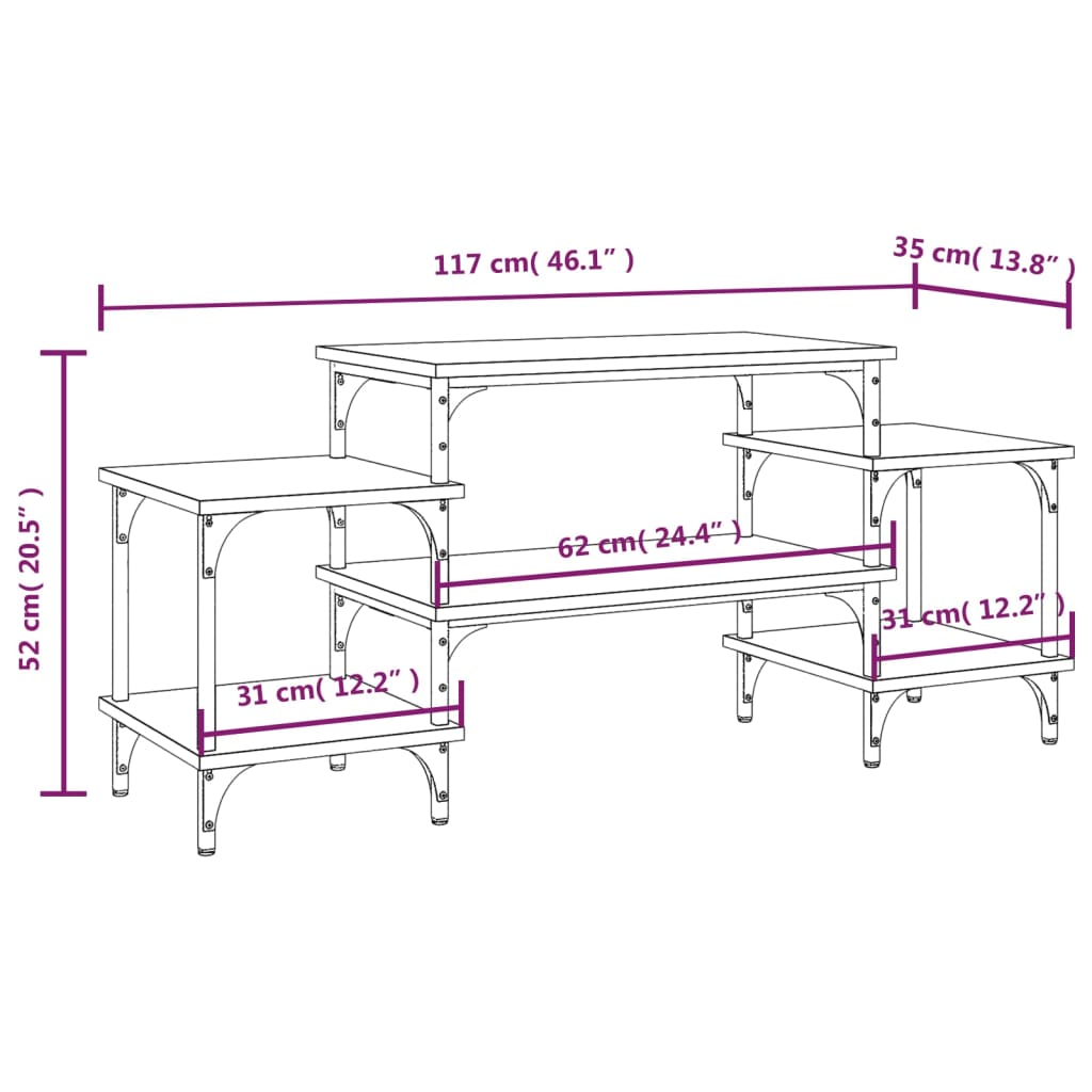 vidaXL Meuble TV Chêne fumé 117x35x52 cm Bois d'ingénierie