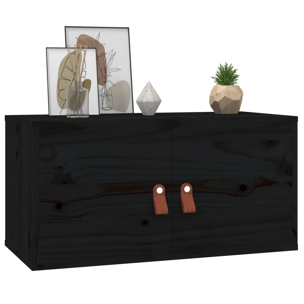 vidaXL Armoire murale Noir 60x30x30 cm Bois de pin massif