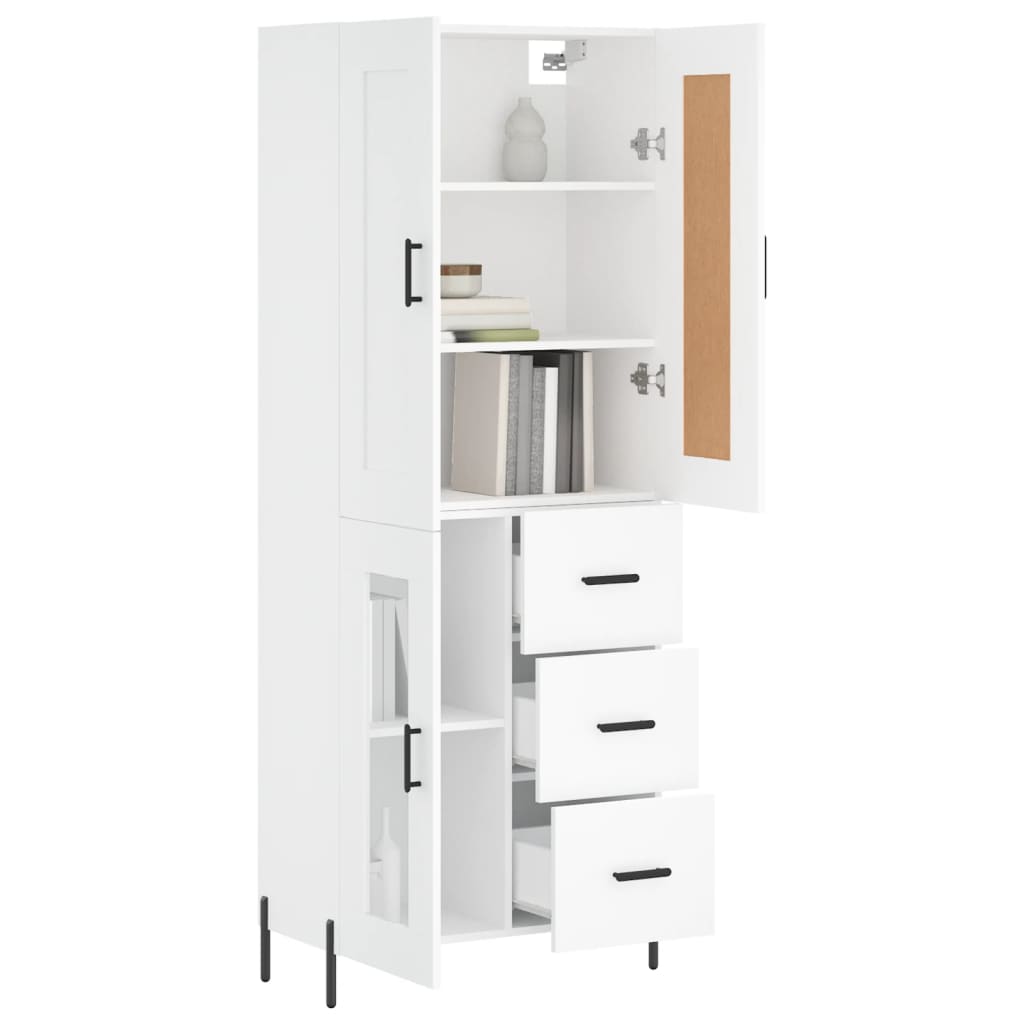 vidaXL Buffet haut Blanc 69,5x34x180 cm Bois d'ingénierie