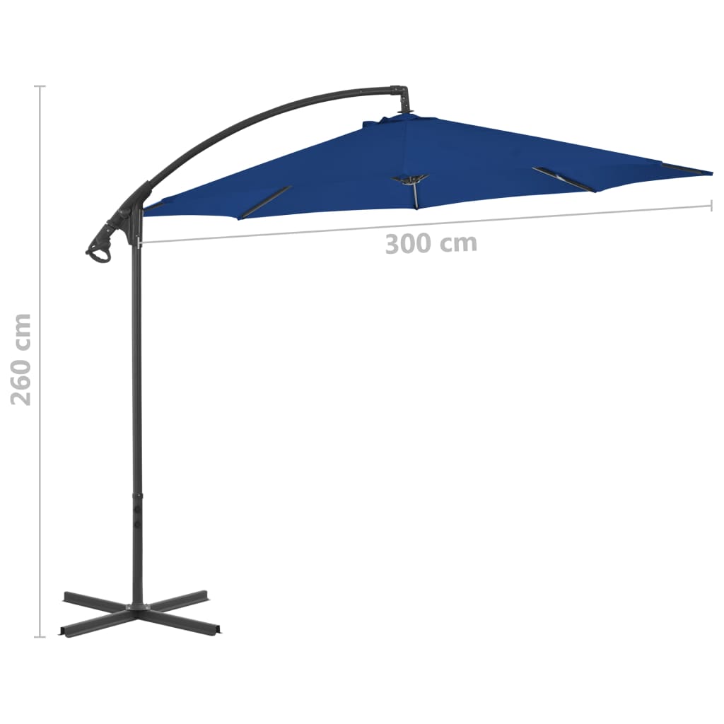 vidaXL Parasol déporté avec mât en acier 300 cm Bleu azuré