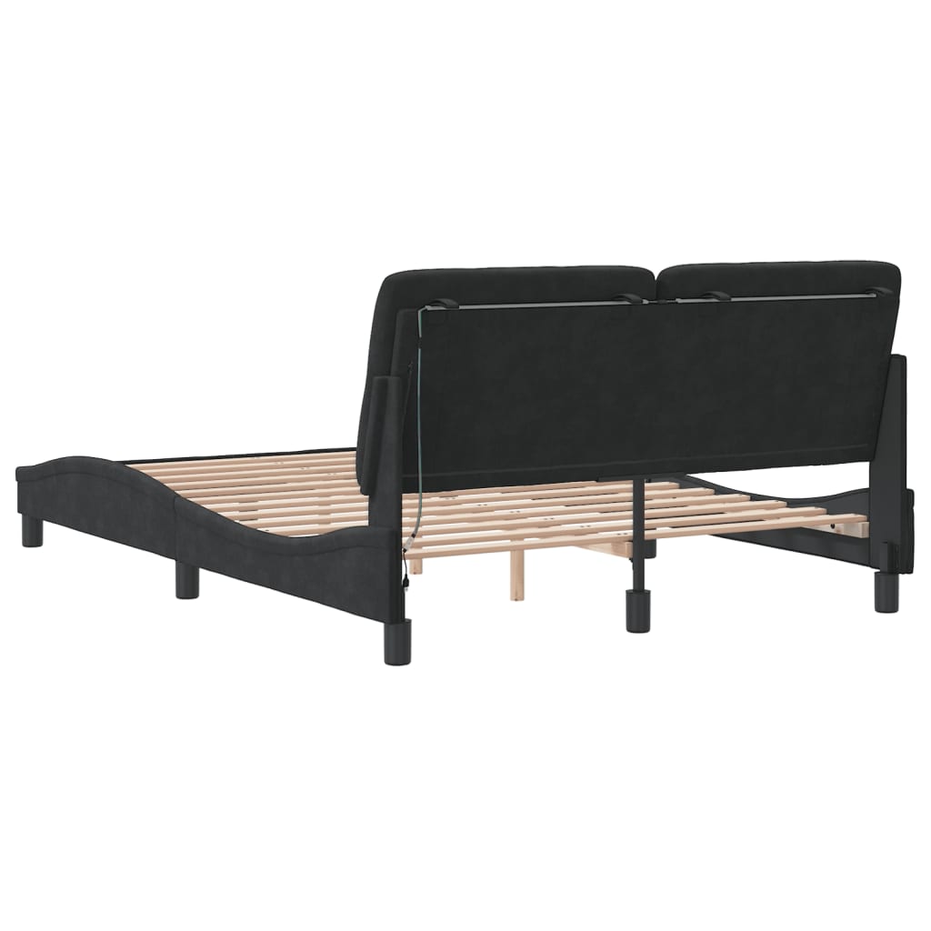 vidaXL Cadre de lit avec LED sans matelas noir 140x190 cm velours