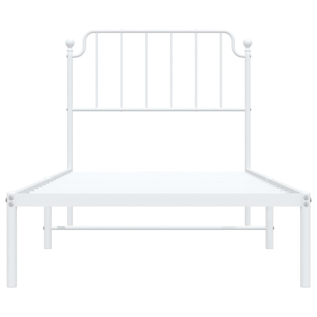 vidaXL Cadre de lit métal sans matelas avec tête de lit blanc 90x190cm