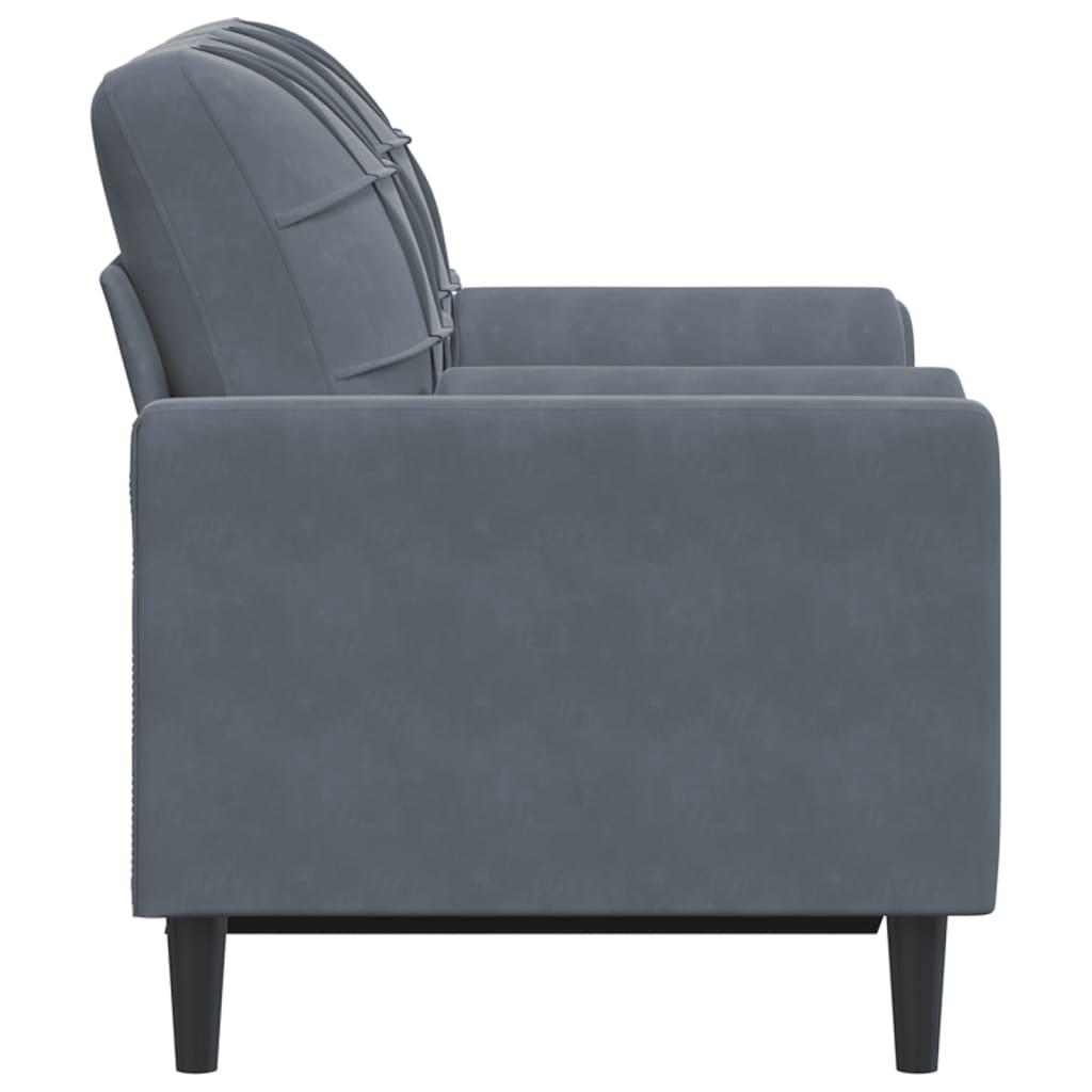 vidaXL Canapé 2 places avec oreillers gris foncé 120 cm velours