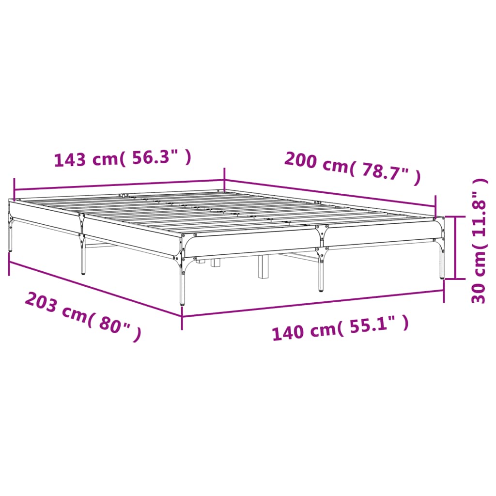 vidaXL Cadre de lit sans matelas chêne marron 140x200 cm