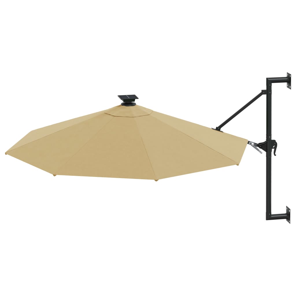 vidaXL Parasol mural de jardin avec LED 300 cm taupe