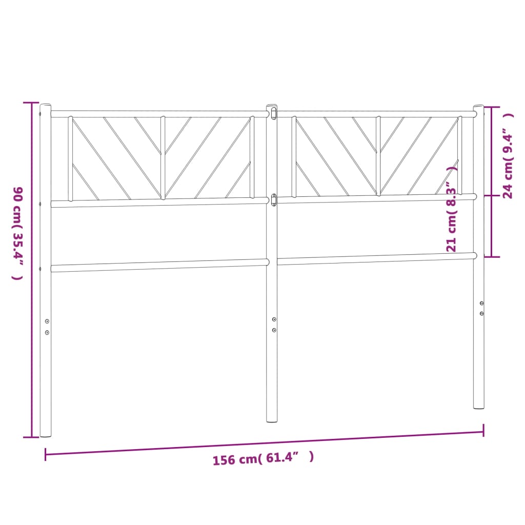 vidaXL Tête de lit métal blanc 150 cm