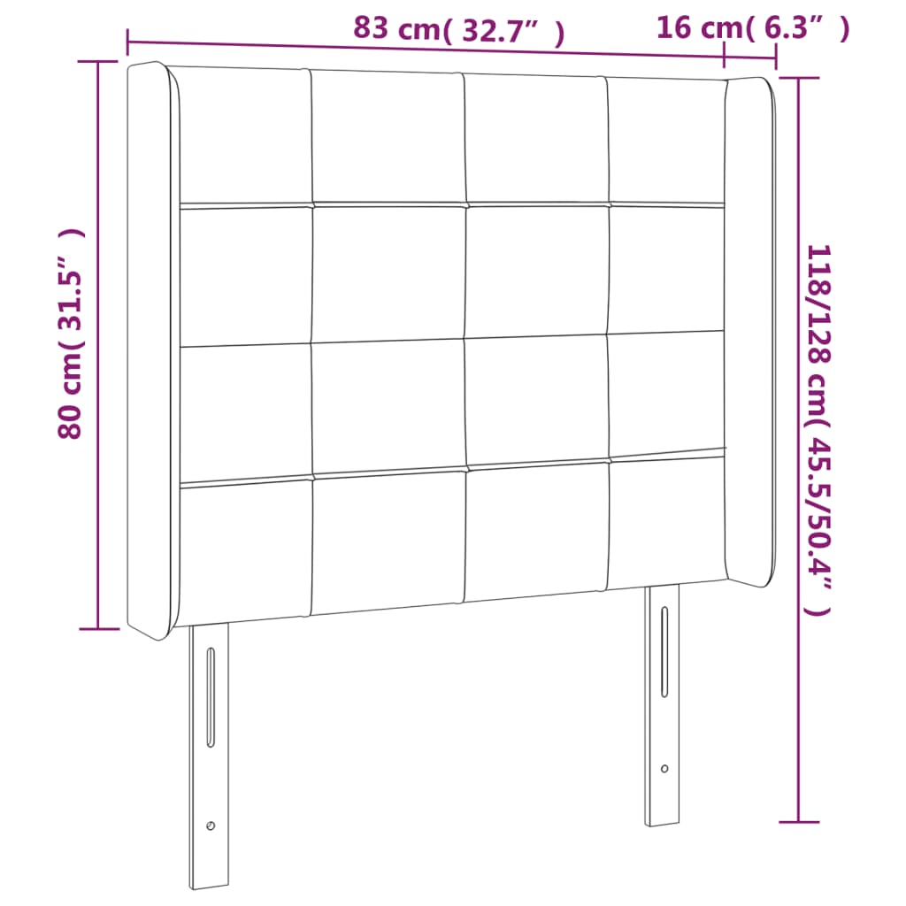 vidaXL Tête de lit à LED Vert foncé 83x16x118/128 cm Velours