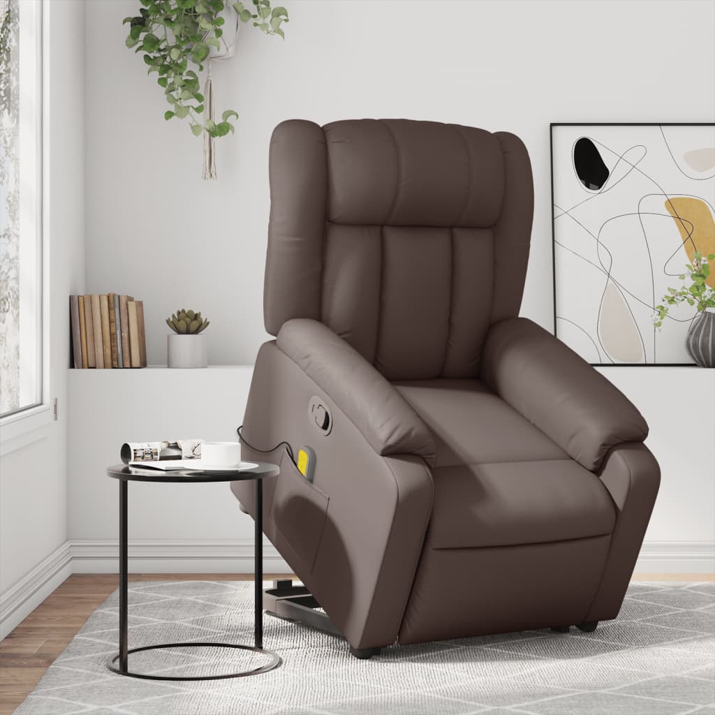 vidaXL Fauteuil inclinable de massage Marron Similicuir