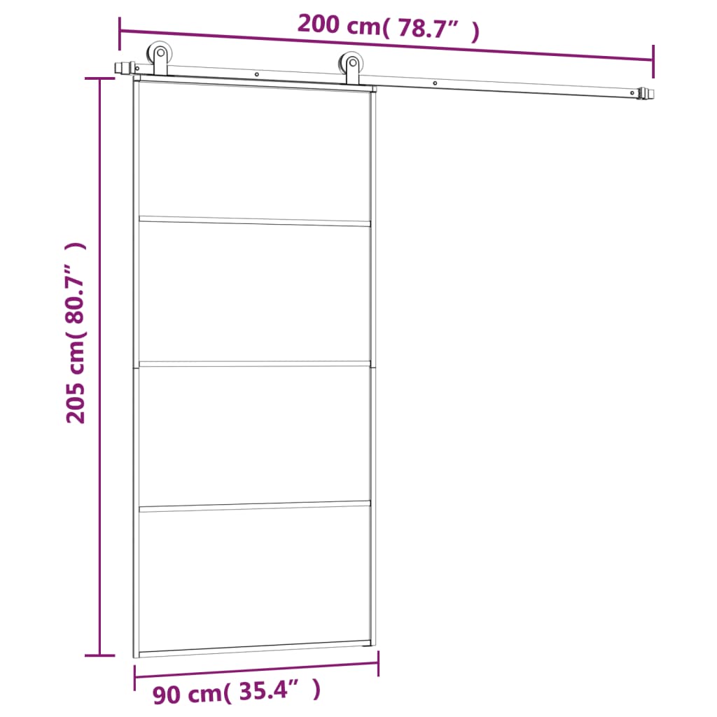 vidaXL Porte coulissante avec kit de quincaillerie 90x205 cm Verre ESG