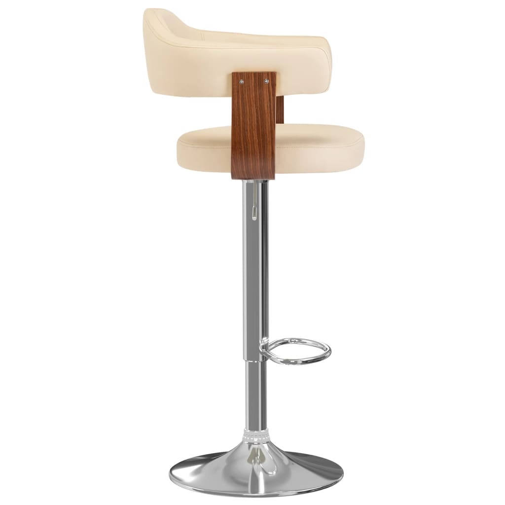 vidaXL Tabourets de bar lot de 2 crème bois courbé et similicuir