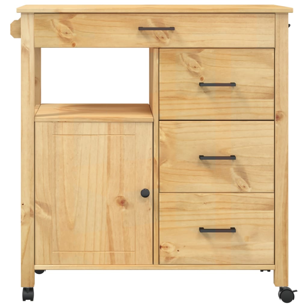 vidaXL Chariot de cuisine MONZA 84x40x90 cm bois massif de pin