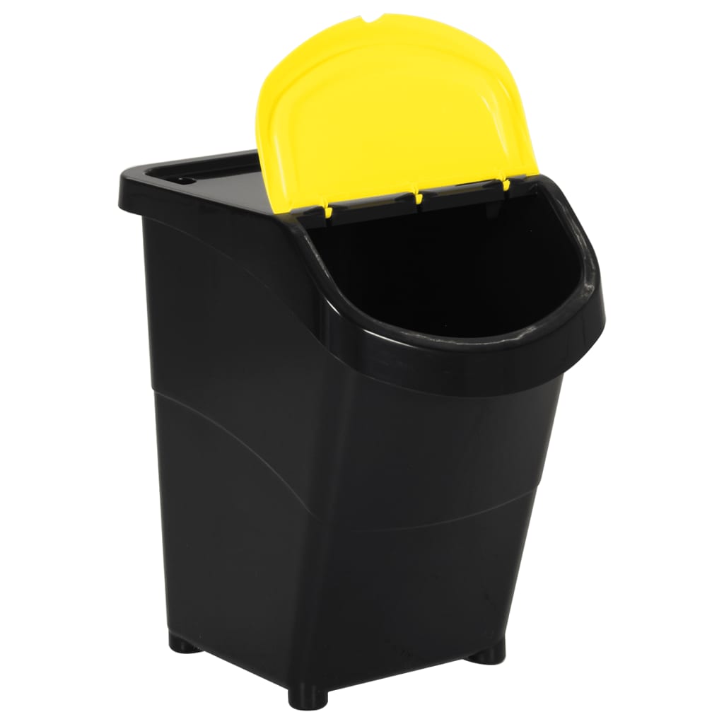 vidaXL Poubelles empilables avec couvercles 3 pcs noir PP 120 L