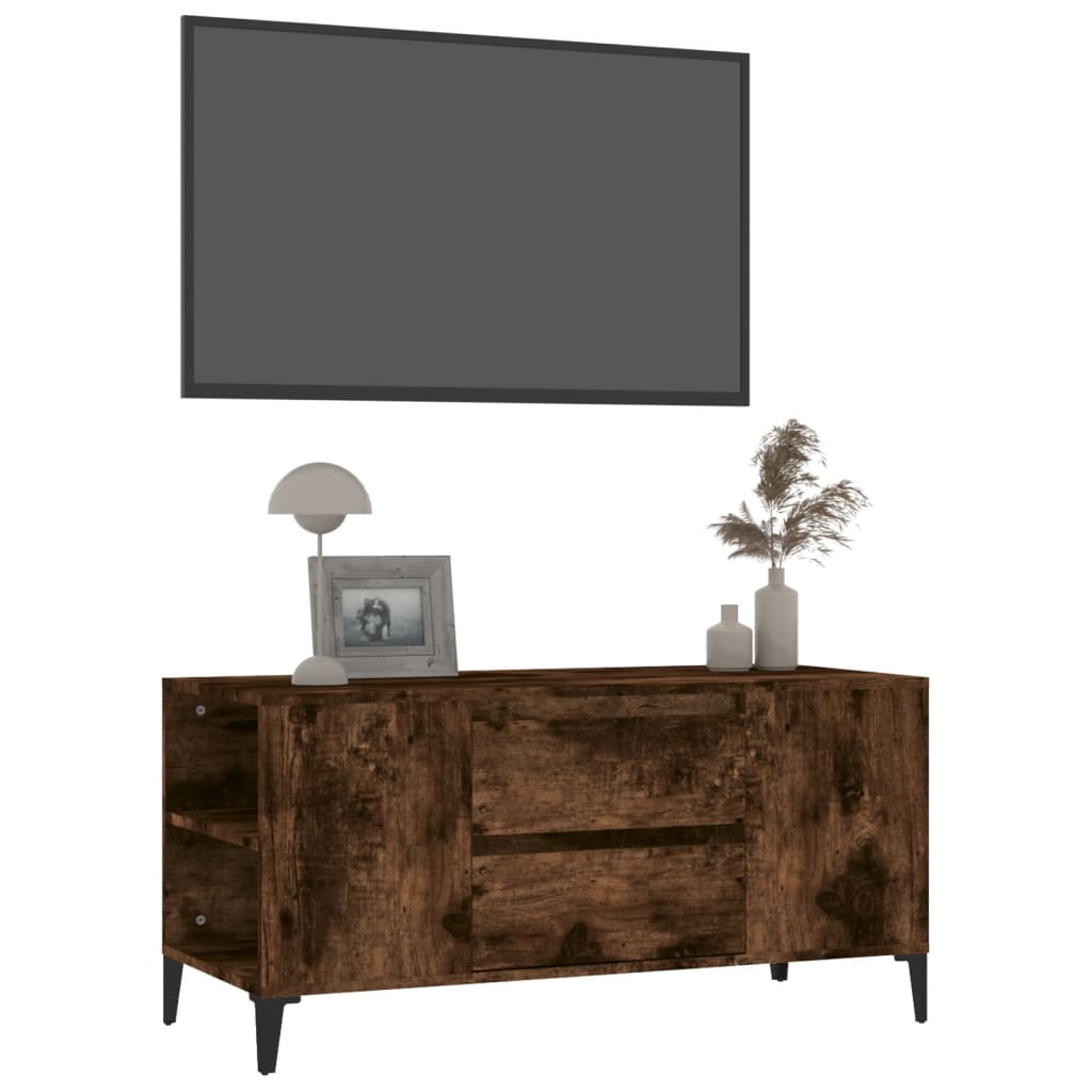 vidaXL Meuble TV Chêne fumé 102x44,5x50 cm Bois d'ingénierie