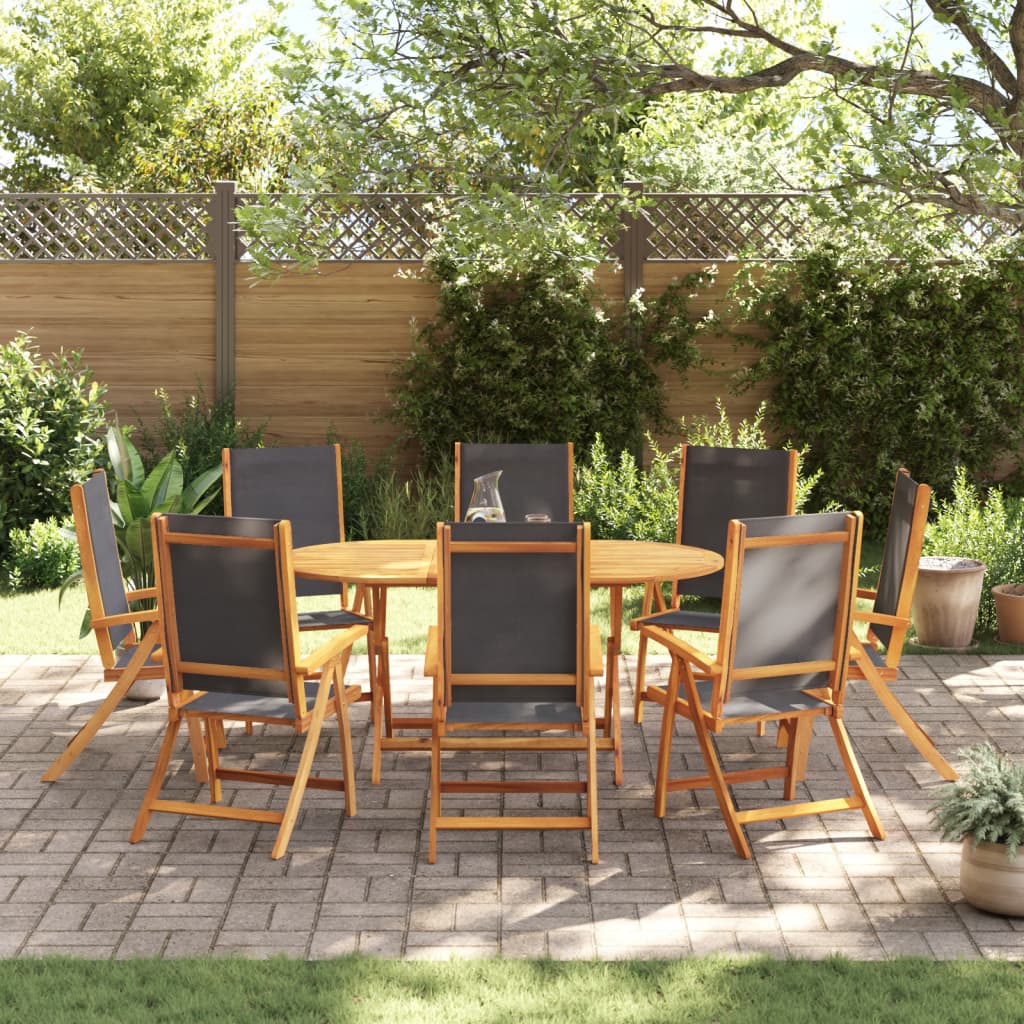 vidaXL Ensemble à manger de jardin 9pcs bois d'acacia solide textilène