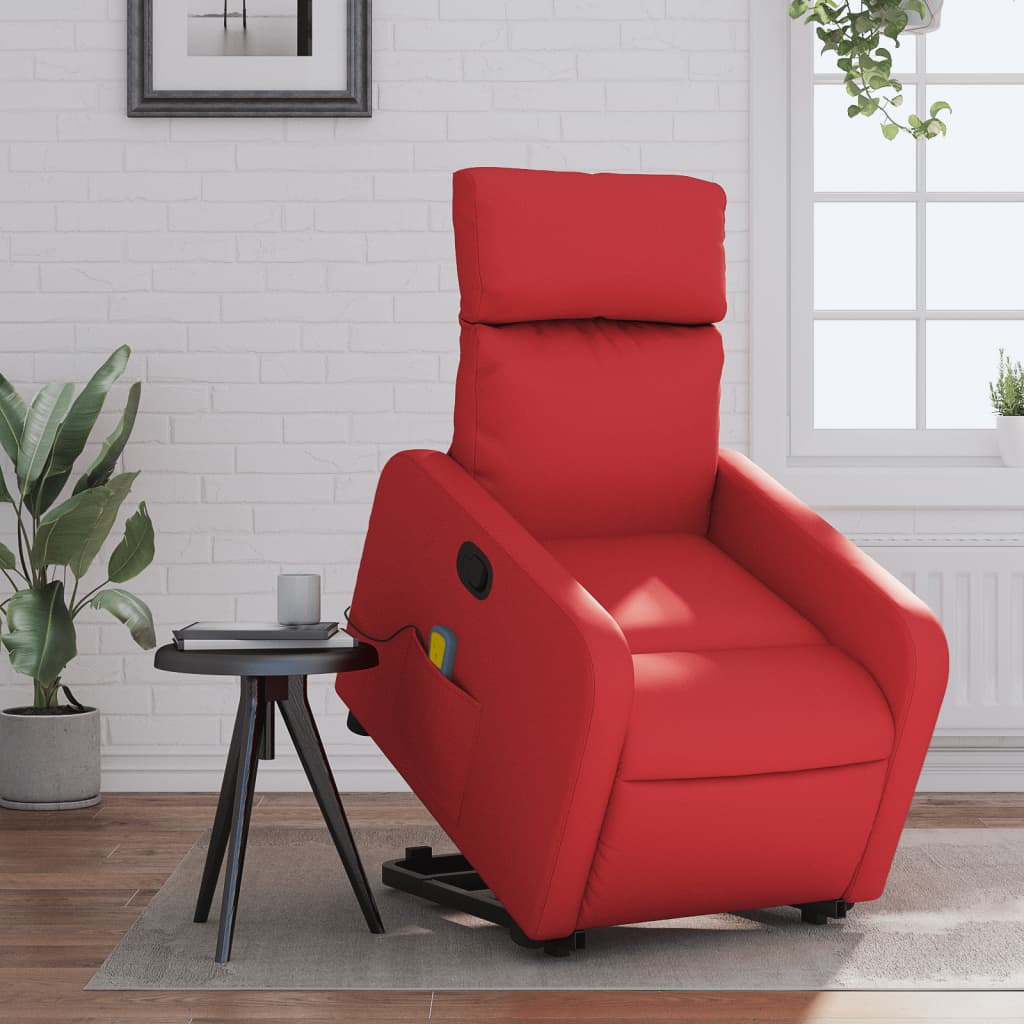 vidaXL Fauteuil inclinable de massage Rouge Similicuir