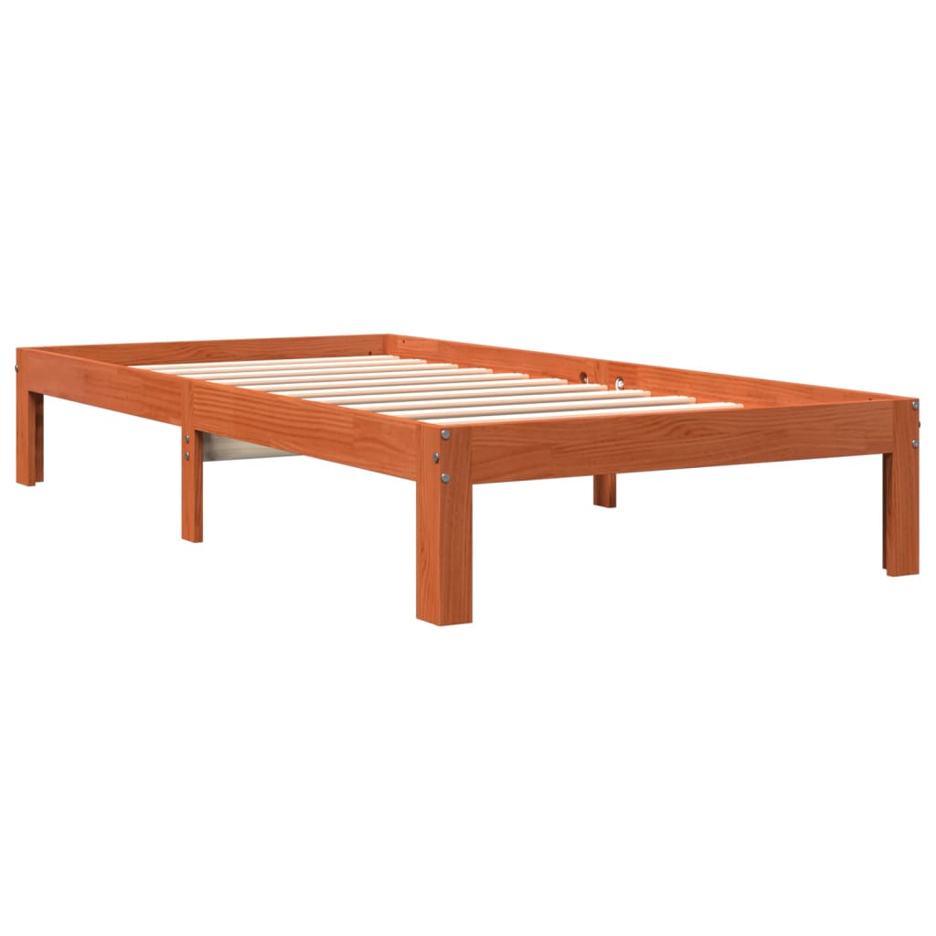 vidaXL Cadre de lit sans matelas cire marron 100x200cm bois pin massif