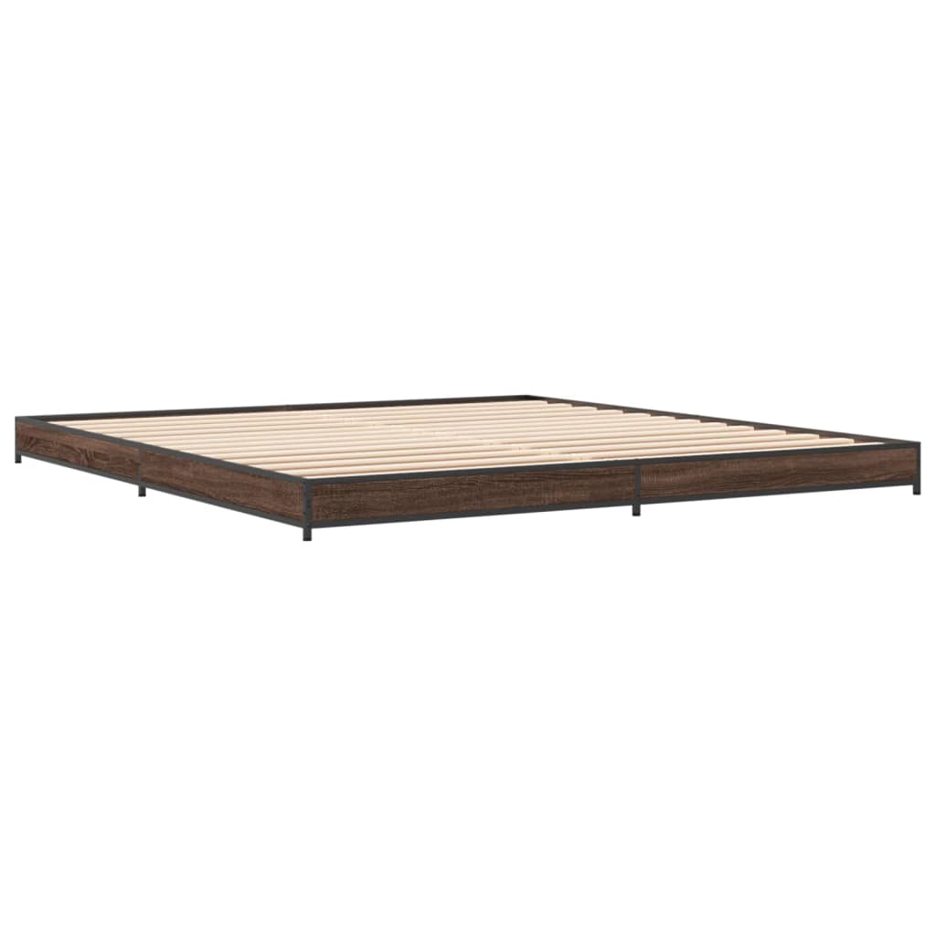 vidaXL Cadre de lit chêne marron 160x200 cm bois d'ingénierie et métal