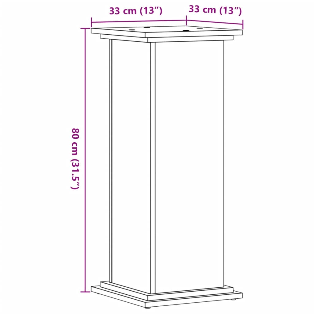 vidaXL Support pour plantes sonoma gris 33x33x80 cm bois d'ingénierie