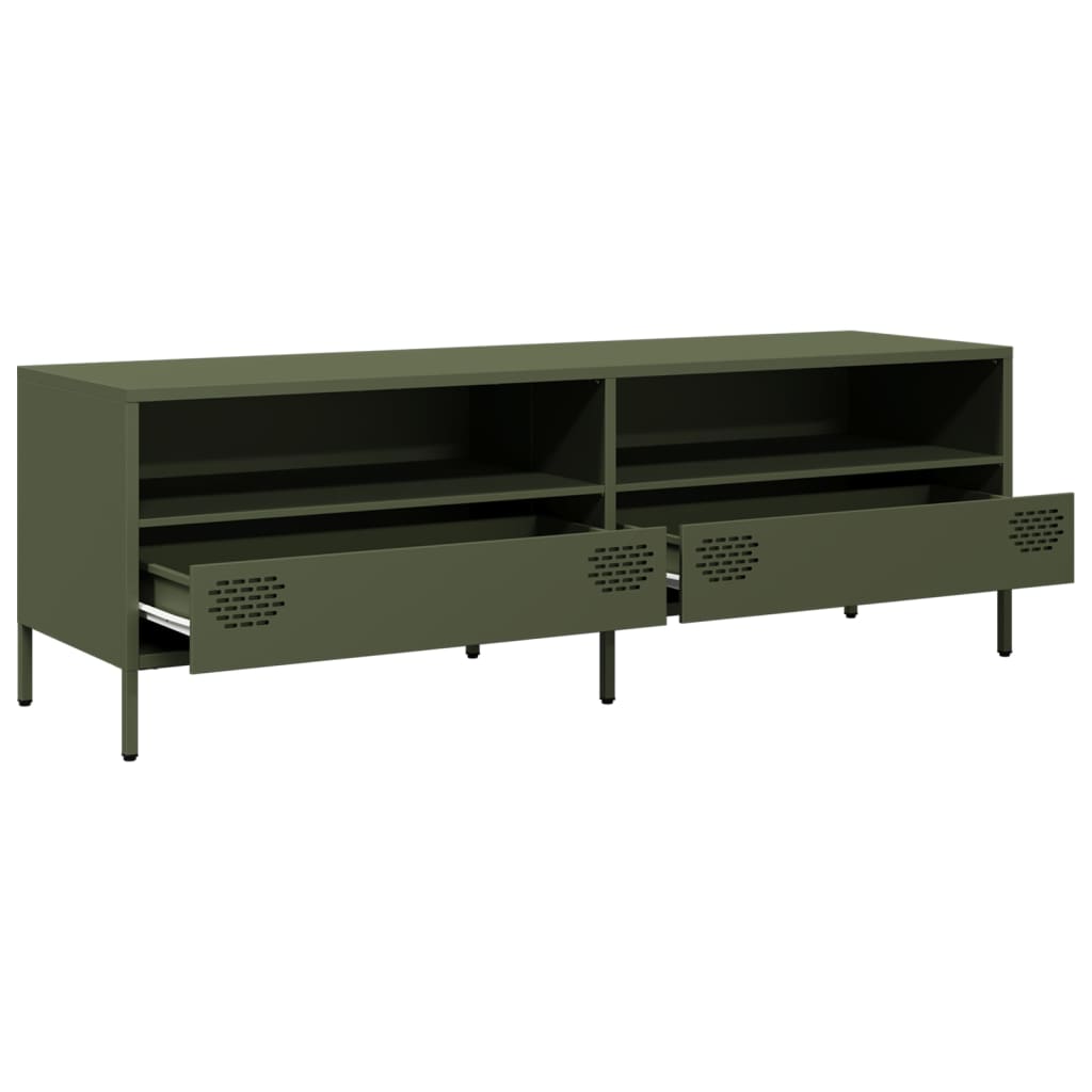 vidaXL Meuble TV vert olive 135x39x43,5 cm acier laminé à froid