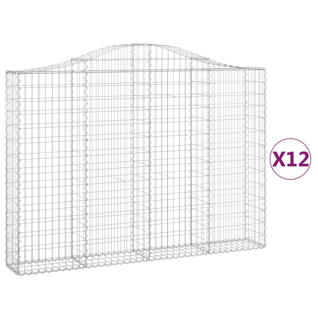 vidaXL Paniers à gabions arqués 12 pcs 200x30x140/160 cm Fer galvanisé