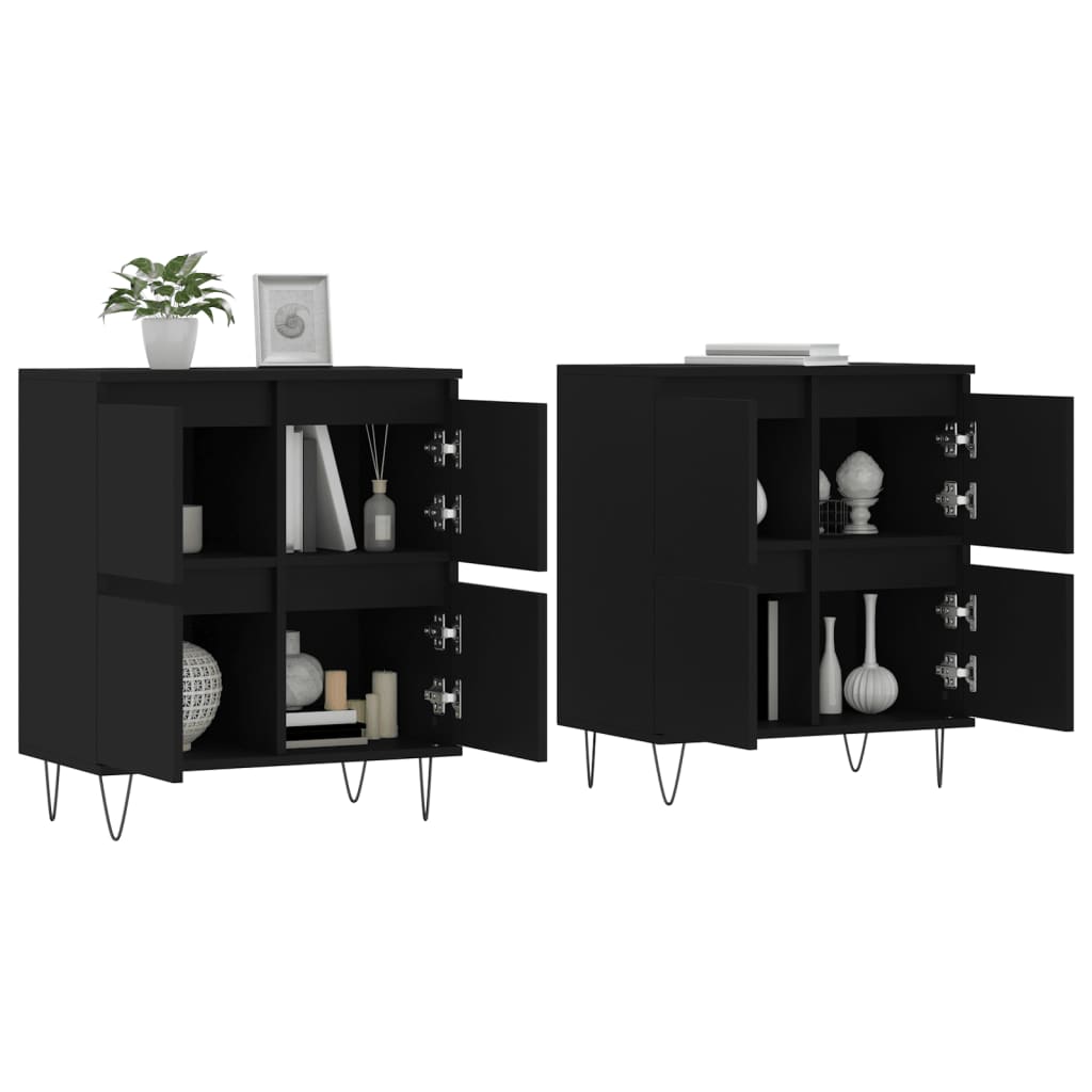 vidaXL Buffets 2 pcs noir bois d'ingénierie