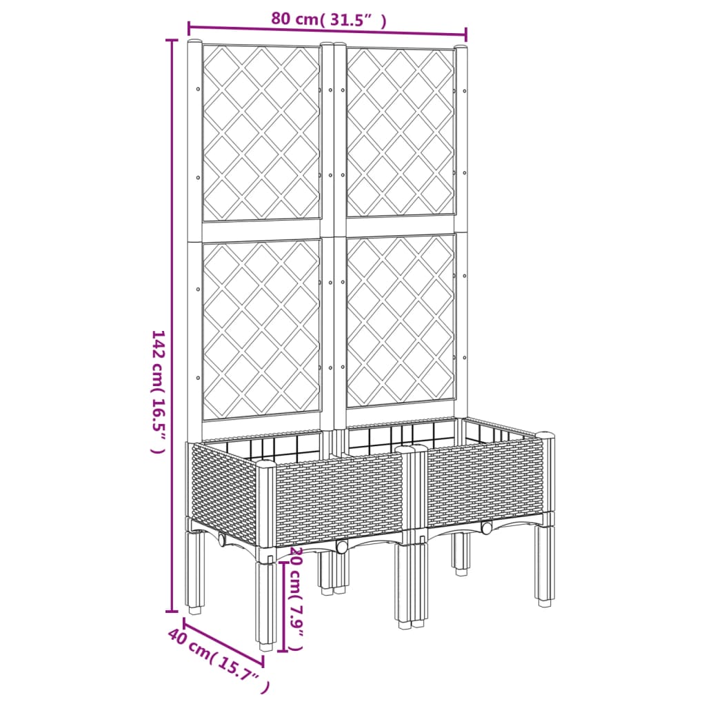 vidaXL Jardinière avec treillis blanc 80x40x142 cm PP