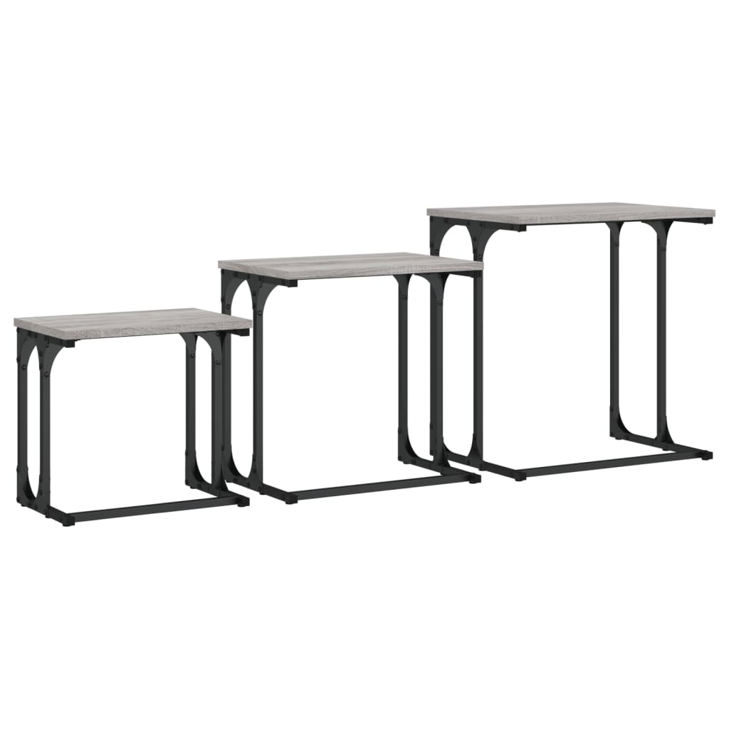 vidaXL Tables basses gigognes 3 pcs sonoma gris bois d'ingénierie