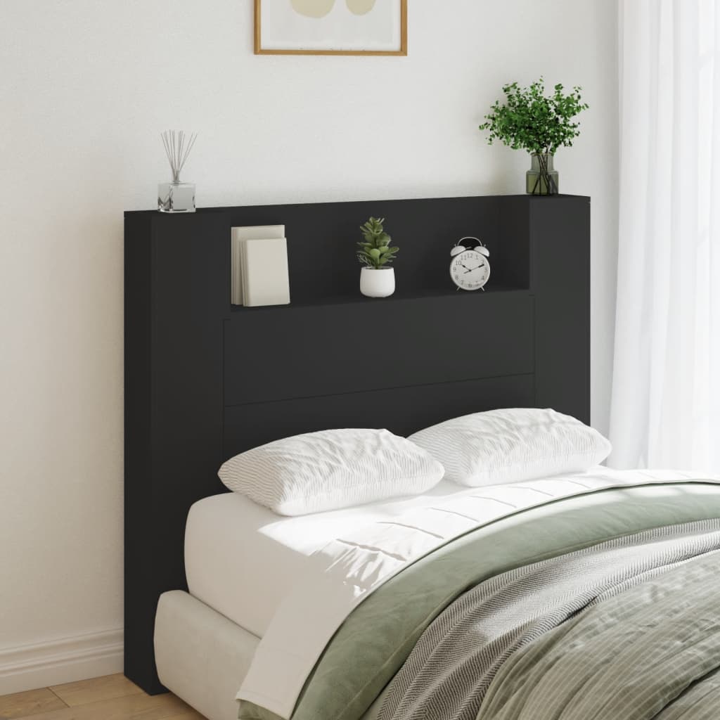 vidaXL Armoire tête de lit avec LED noir 120x16,5x103,5 cm