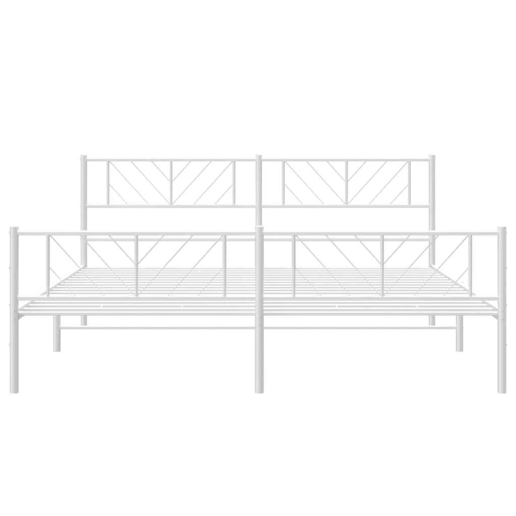 vidaXL Cadre de lit métal sans matelas et pied de lit blanc 193x203 cm