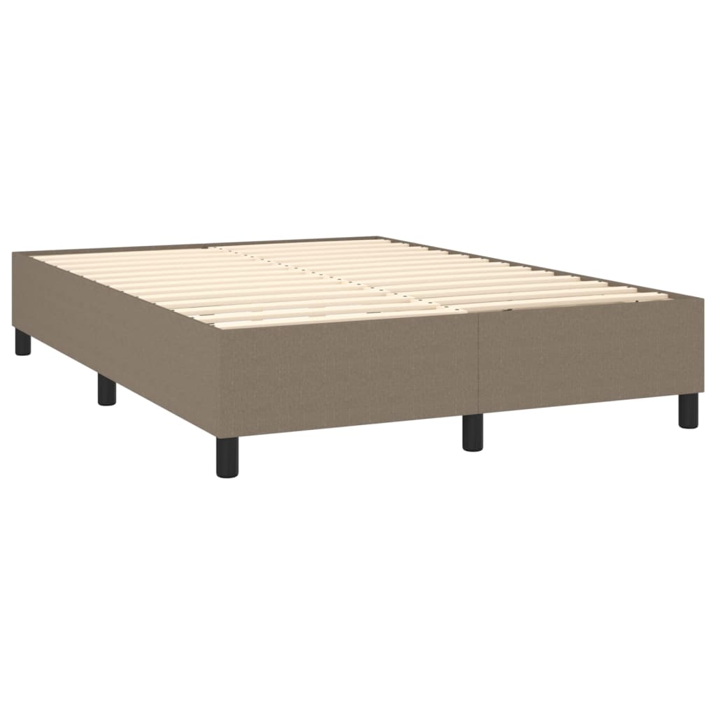 vidaXL Sommier à lattes de lit et matelas et LED Taupe 140x200cm Tissu