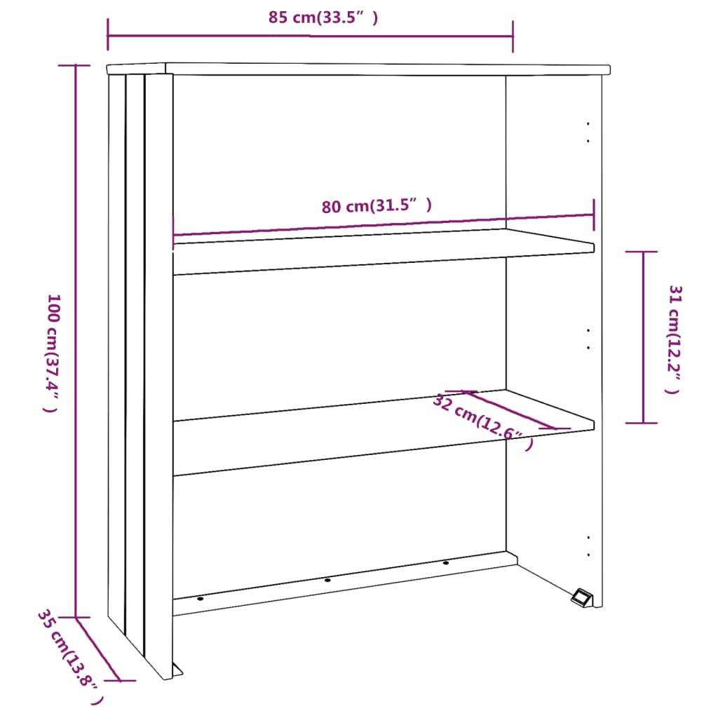 vidaXL Dessus de buffet HAMAR Gris clair 85x35x100 cm Bois de pin