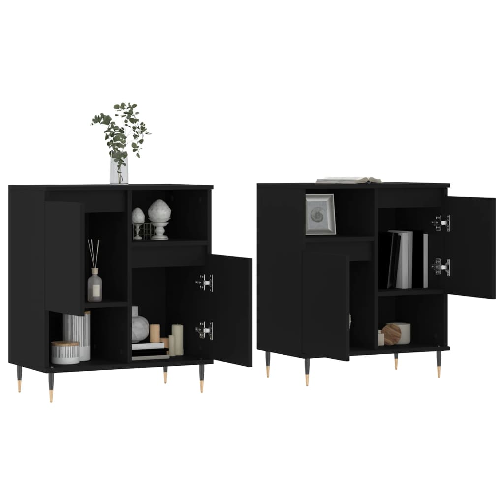 vidaXL Buffets 2 pcs noir bois d'ingénierie