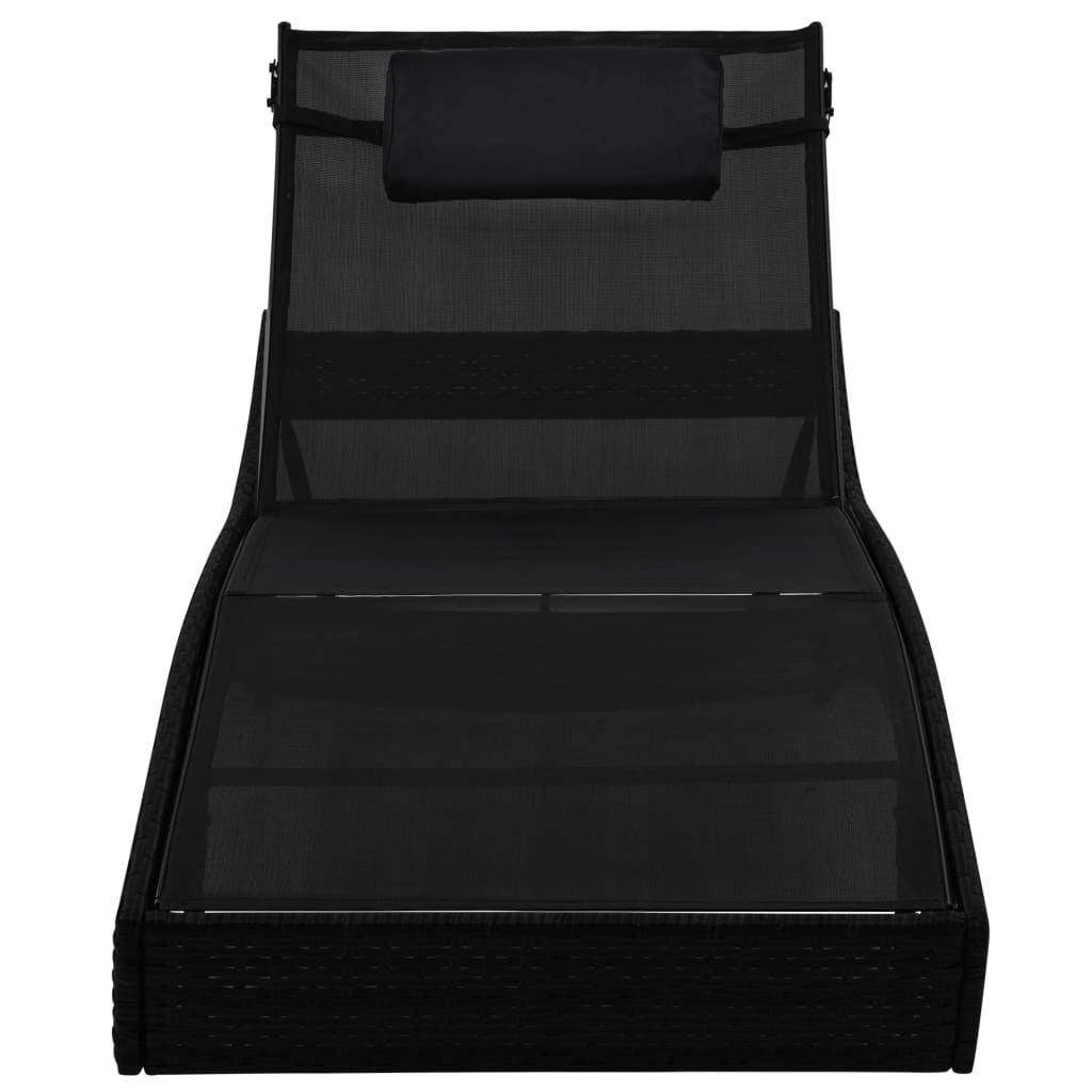 vidaXL Chaises longues lot de 2 table Résine tressée et textilène Noir