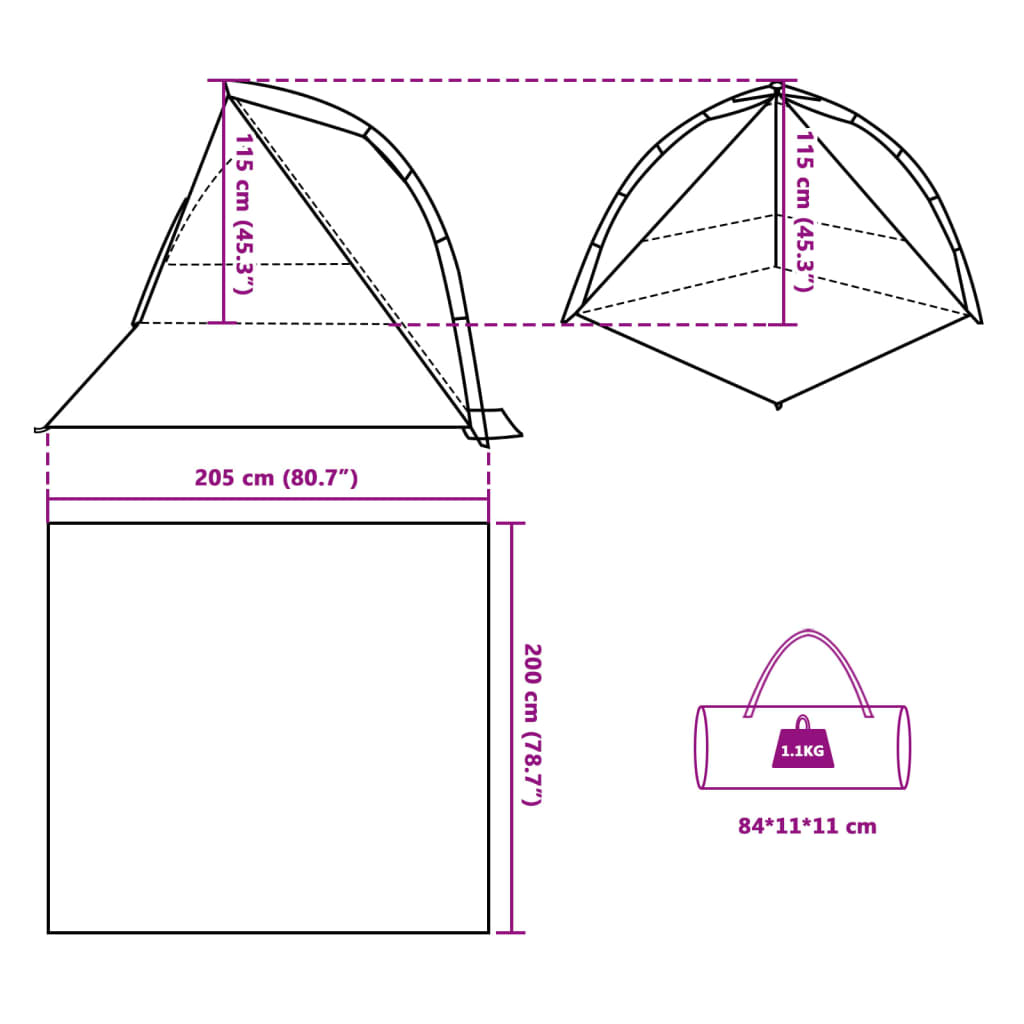 vidaXL Tente de plage bleu azuré libération rapide imperméable