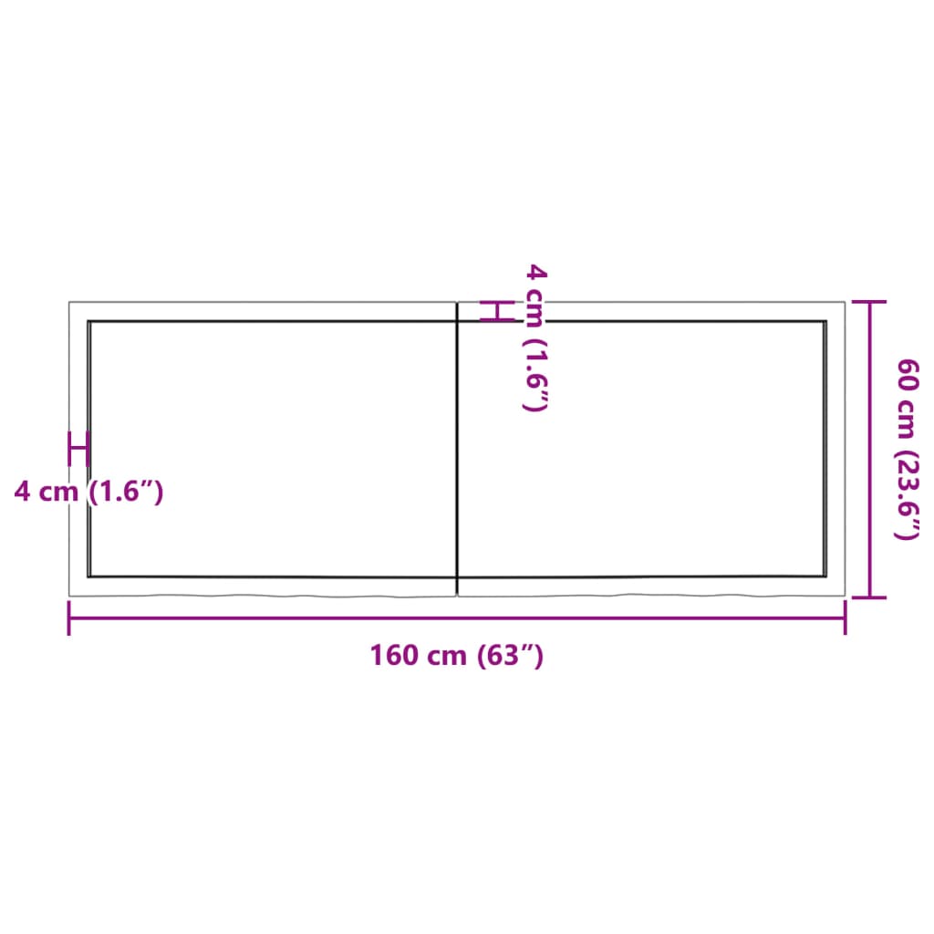 vidaXL Comptoir de salle de bain marron 160x60x(2-6) cm bois traité