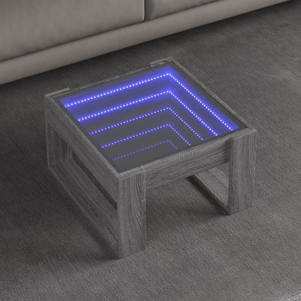 vidaXL Table basse avec LED infini sonoma gris 50x53x30 cm