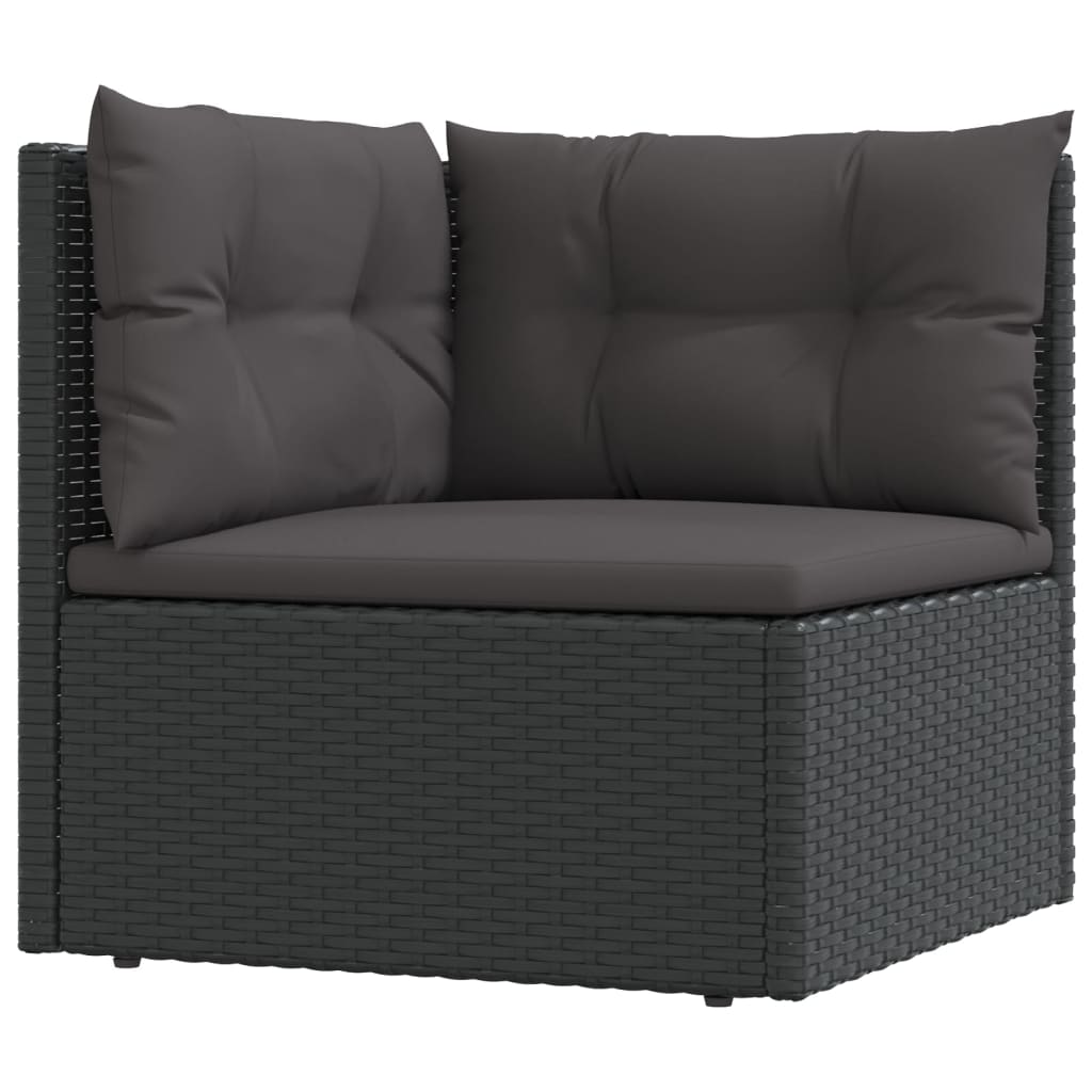 vidaXL Salon de jardin 5 pcs avec coussins Noir Résine tressée