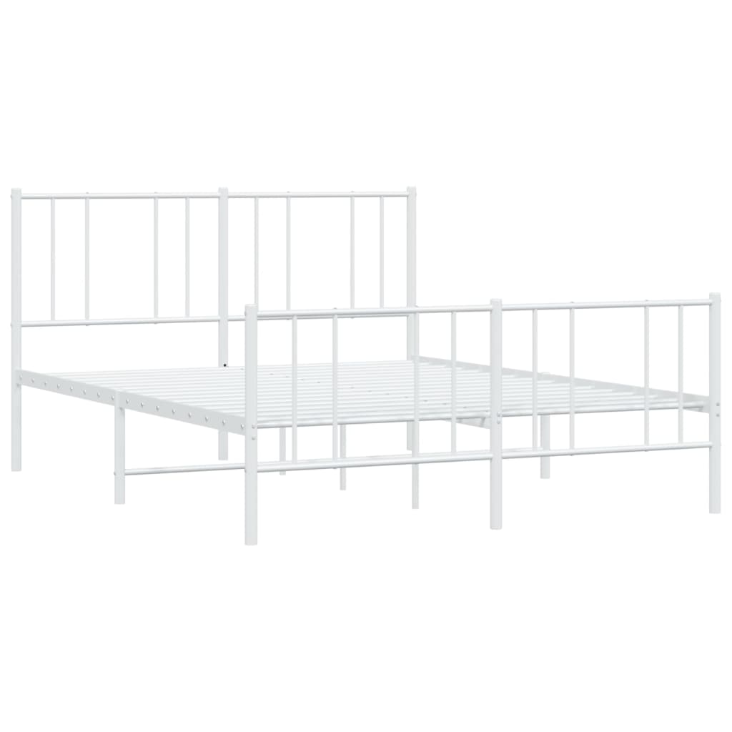 vidaXL Cadre de lit métal sans matelas et pied de lit blanc 150x200 cm