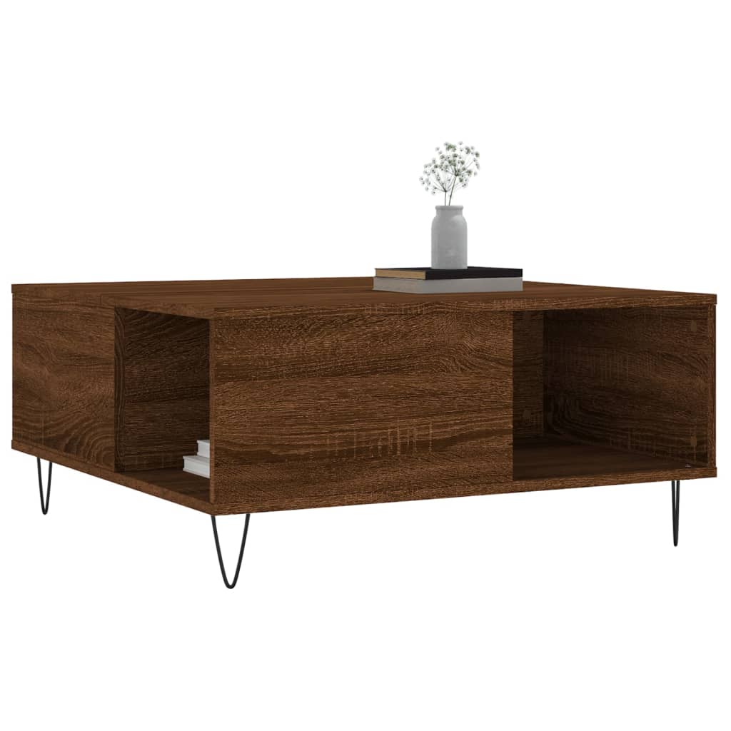 vidaXL Table basse chêne marron 80x80x36,5 cm bois d'ingénierie