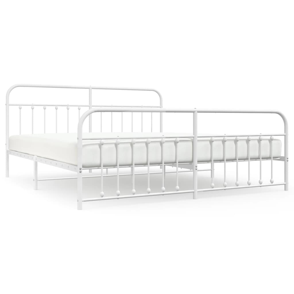 vidaXL Cadre de lit métal sans matelas et pied de lit blanc 200x200 cm