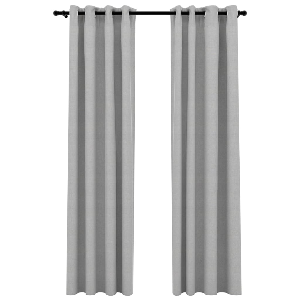 vidaXL Rideaux occultants Aspect lin avec œillets 2 pcs Gris 140x245cm