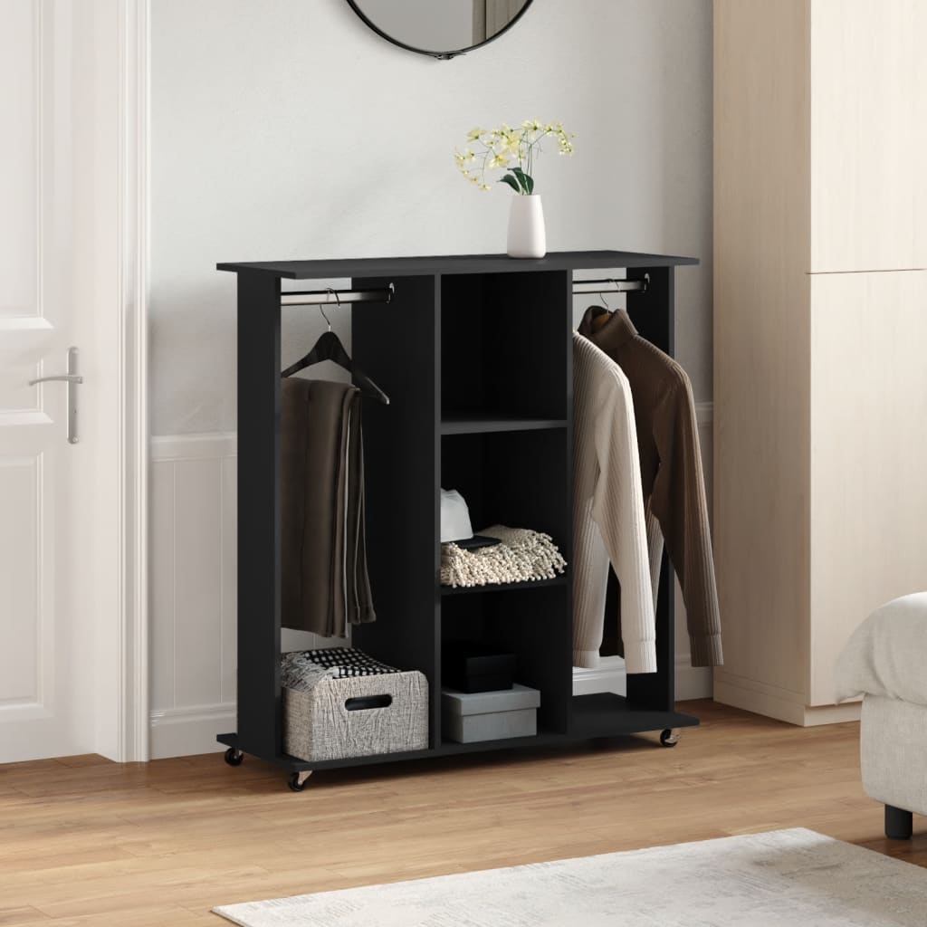 vidaXL Garde-robe avec roues noir 102x38x110 cm bois d'ingénierie